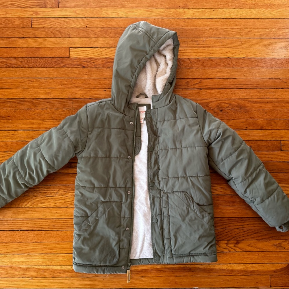 Cat & Jack Olive Hooded Puffer Coat